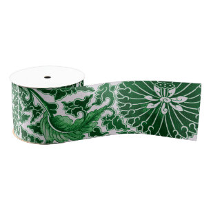 Ruban Gros-grain Modèle floral vintage vert