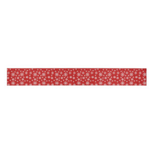 Ruban Gros-grain Moderne Noël flocon de neige rouge et blanc
