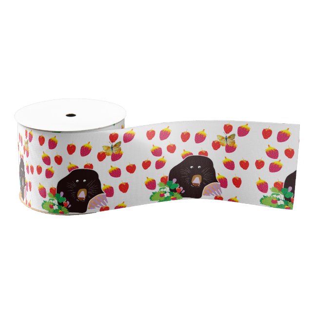 Ruban Gros-grain Mole mignonne, Fraises, Papillon (Bobine)