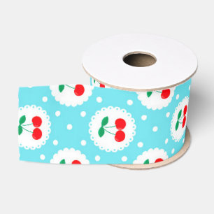 Ruban Gros-grain Motif à points cerise – Cadeau et décoration rétro