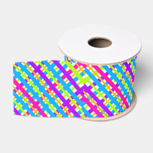 Ruban Gros-grain Motif au néon multicolore moderne abstrait de