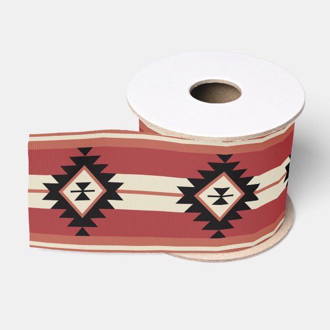 Ruban Gros-grain Motif aztèque (Bobine)