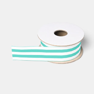 Ruban Gros-grain Motif bleu et blanc turquoise de rayure