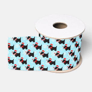 Ruban Gros-grain Motif Chiens Scottie de Noël