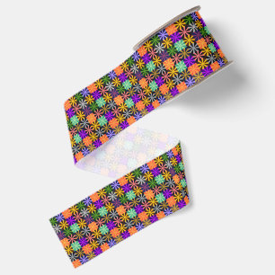 Ruban Gros-grain Motif coloré d'étoile de fleur