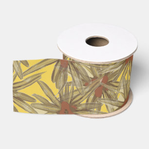 Ruban Gros-grain Motif de broméliades exotiques