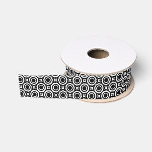Ruban Gros-grain Motif de cercles en zigzag noir et blanc mignon
