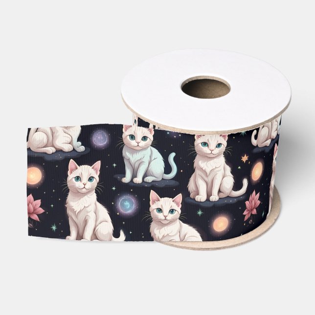 Ruban Gros-grain Motif de chats mignons (Bobine)