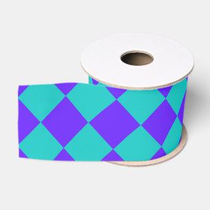 Ruban Gros-grain Motif de diamant de Checker Turquoise violet