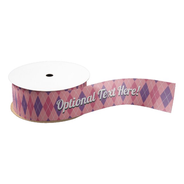 Ruban Gros-grain Motif de diamant rose Jacquard avec texte facultat (Bobine)