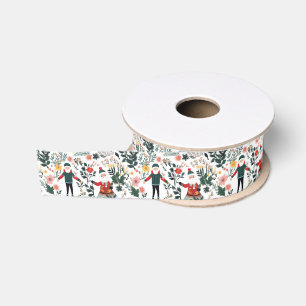 Ruban Gros-grain Motif de Festive Père Noël
