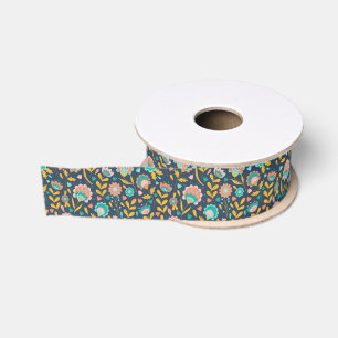 Ruban Gros-grain Motif de fleur d'art populaire
