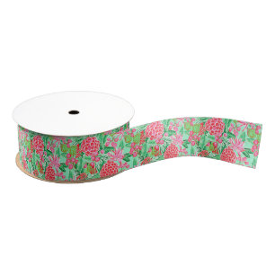 Ruban Gros-grain Motif de fleurs tropicales de Palm Beach Preppy