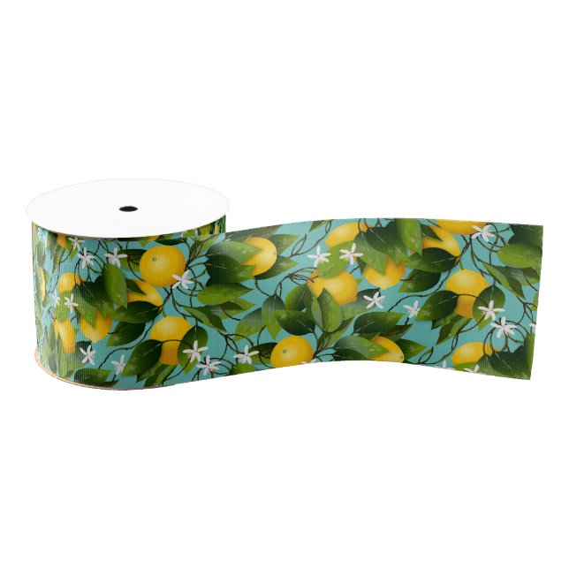 Ruban Gros-grain Motif de fruits au citron moderne (Bobine)