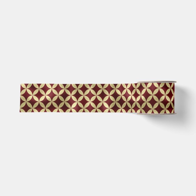 Ruban Gros-grain Motif de peaux métalliques or Bourgogne (Devant)