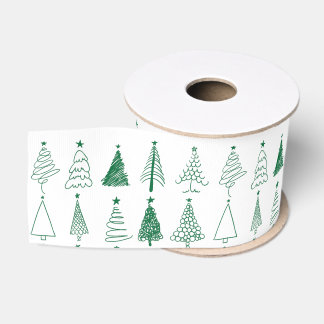 Ruban Gros-grain Motif de pin vert de Noël