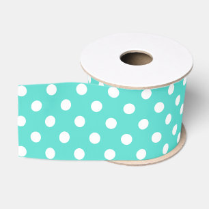 Ruban Gros-grain Motif de point bleu turquoise de polka