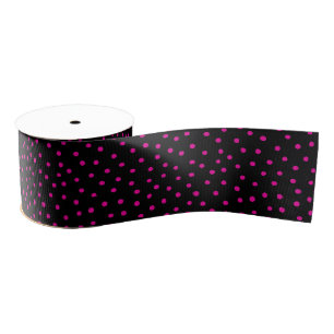 Ruban Gros-grain Motif de points rose et noir de confettis