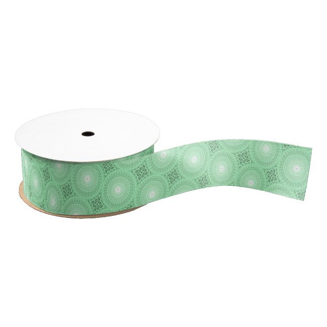 Ruban Gros-grain Motif des cercles verts de printemps (Bobine)