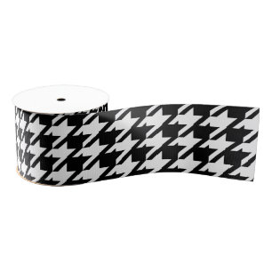 Ruban Gros-grain Motif des chèques en noir et blanc Houndstooth
