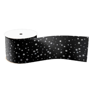 Ruban Gros-grain Motif des étoiles d'argent mignonnes   Toute coule