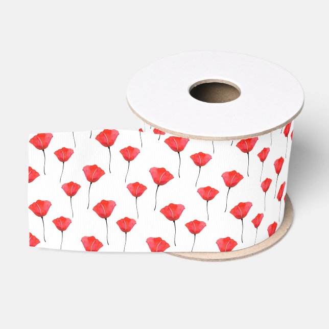 Ruban Gros-grain Motif des pépites d'aquarelle rouge (Bobine)