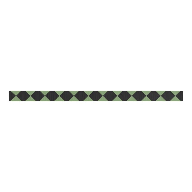 Ruban Gros-grain Motif diamant de Black Checker vert (Devant)