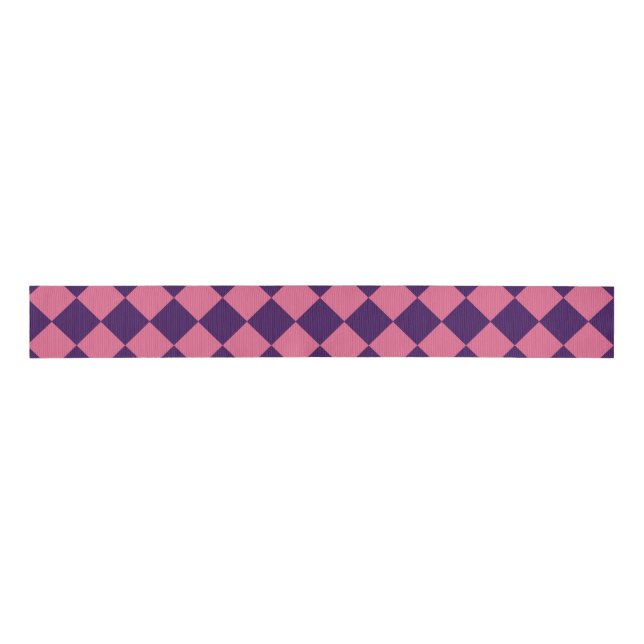 Ruban Gros-grain Motif diamant rose pourpre Checker (Devant)