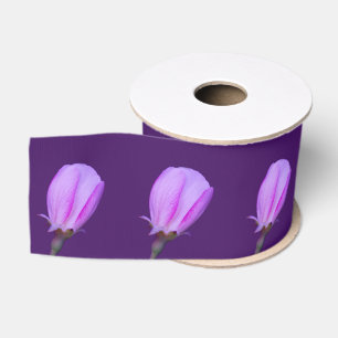 Ruban Gros-grain Motif floral rose et pourpre