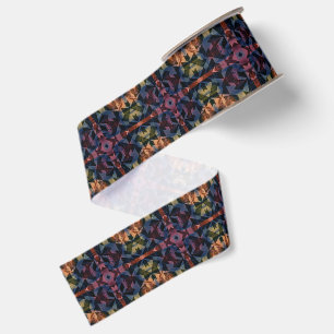 Ruban Gros-grain Motif géométrique abstrait avec fleur bleue