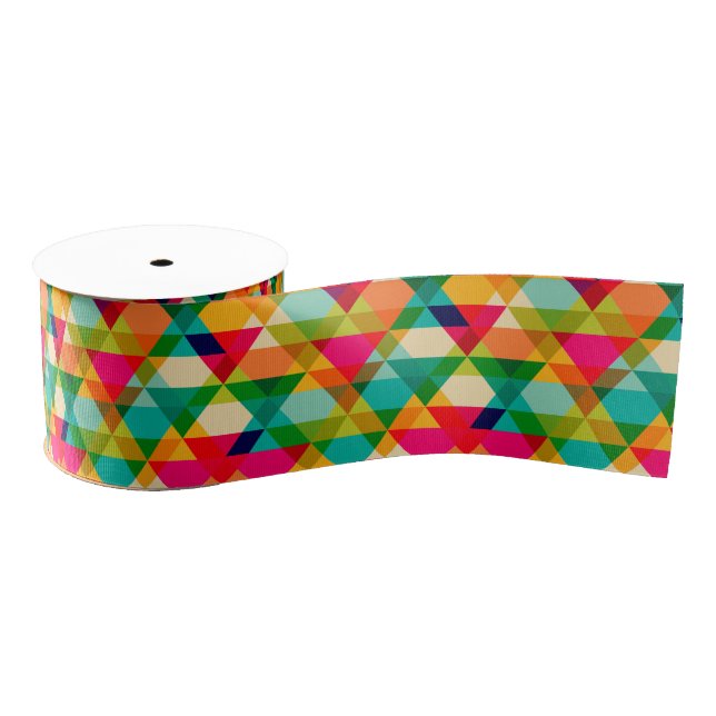 Ruban Gros-grain Motif géométrique lumineux coloré de triangle (Bobine)