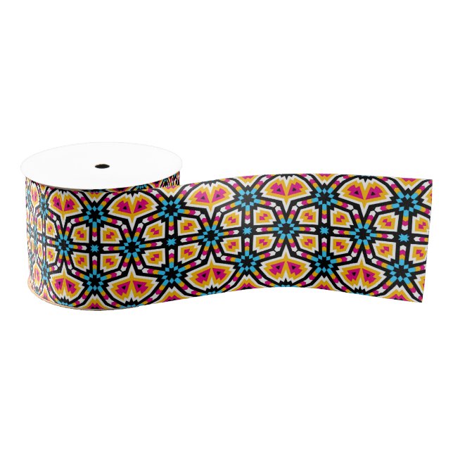 Ruban Gros-grain Motif géométrique multilingue Op Art tendance (Bobine)