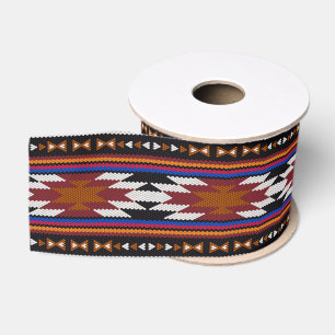 Ruban Gros-grain Motif géométrique tribal du sud-ouest natif