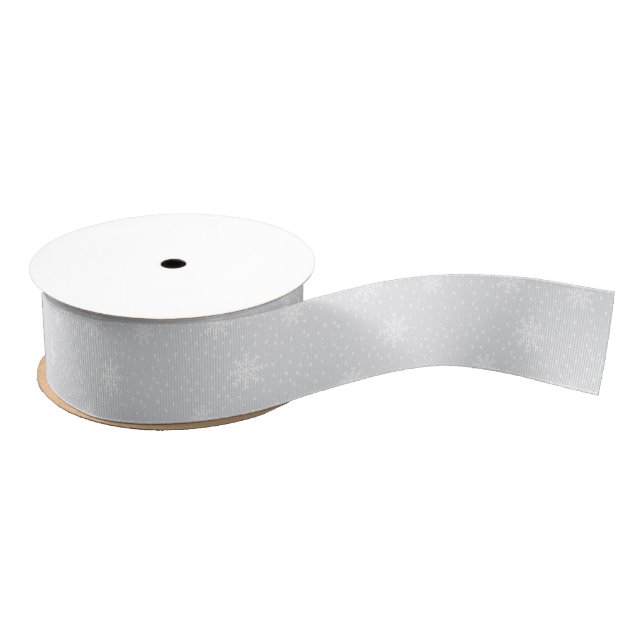 Ruban Gros-grain Motif gris et blanc de flocon de neige (Bobine)
