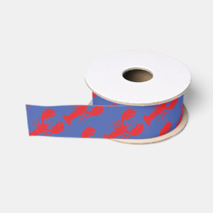 Ruban Gros-grain Motif homard chic rouge bleu côte du Maine amuseme