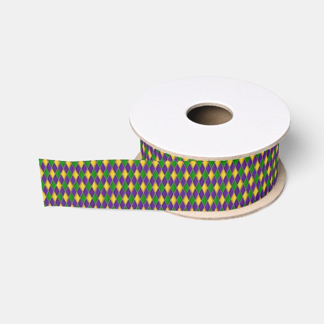 Ruban Gros-grain Motif Mardi Gras Harlequin (Bobine)