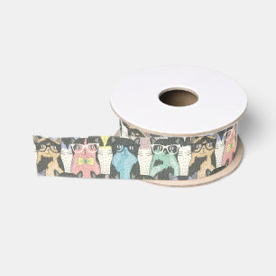 Ruban Gros-grain Motif mignon de chats de hippie