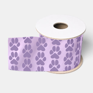 Ruban Gros-grain motif mignon empreinte de patte violet violet