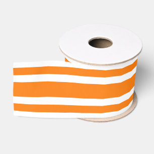 Ruban Gros-grain Motif rayures blanches orange