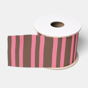 Ruban Gros-grain Motif Rayures Brun Rose