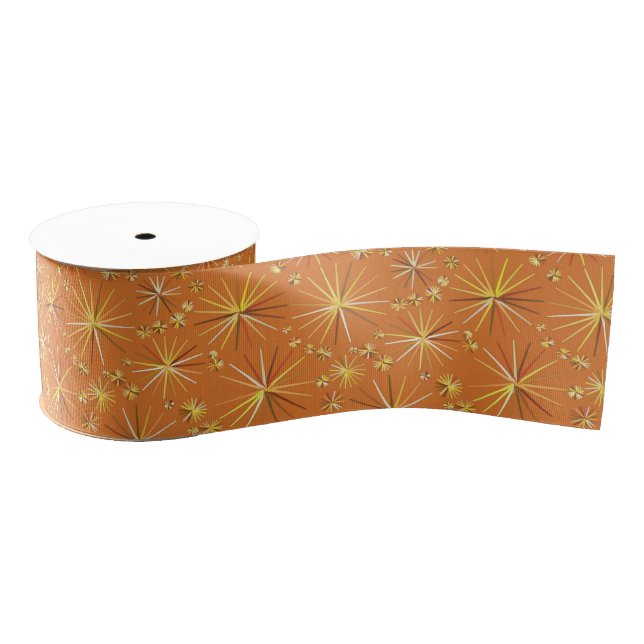 Ruban Gros-grain Motif Spoutnik du milieu du siècle, Terracotta (Bobine)