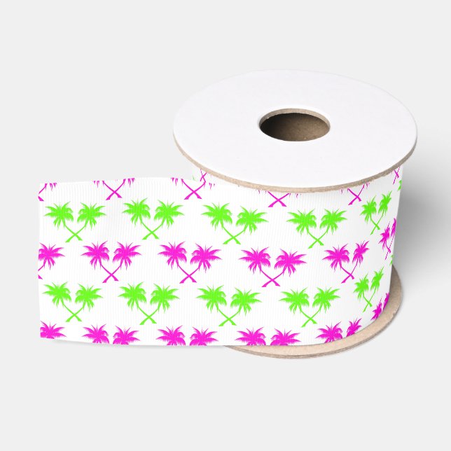 Ruban Gros-grain Motif tropical de palmiers (Bobine)