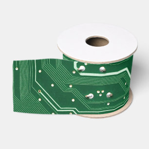 Ruban Gros-grain motif vert d'ordinateur de bord de circuit