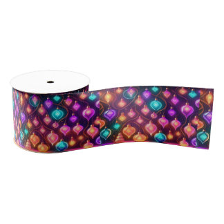Ruban Gros-grain Multicolor Christmas Lights Patterned