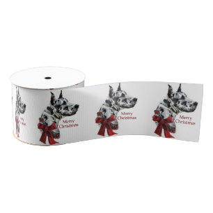 Ruban Gros-grain Noël Arlequin Great Dane