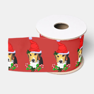 Ruban Gros-grain Noël de beagle joyeux