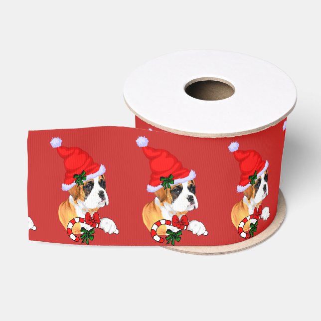 Ruban Gros-grain Noël du chien de boxe (Bobine)