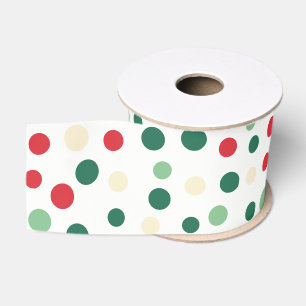 Ruban Gros-grain Noël Fête Ponctué de Points de Fête