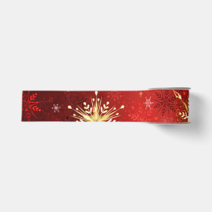 Ruban Gros-grain Noël Golden Snowflakes sur Arrière - plan rouge