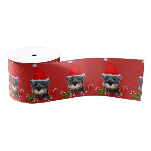 Ruban Gros-grain Noël mignon de chiot de Schnauzer miniature